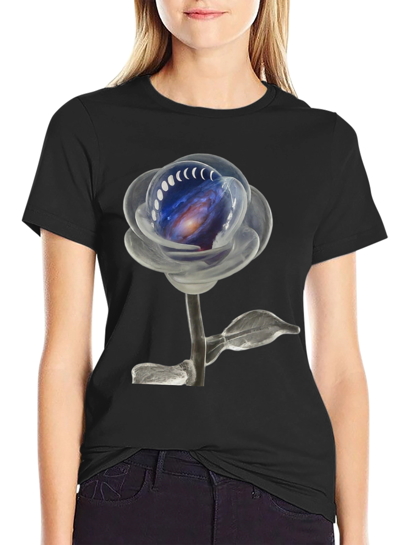Galaxy Rose Black T-Shirt