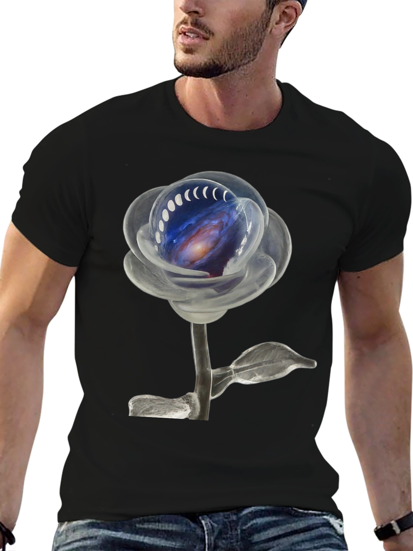 Galaxy Rose Black T-Shirt