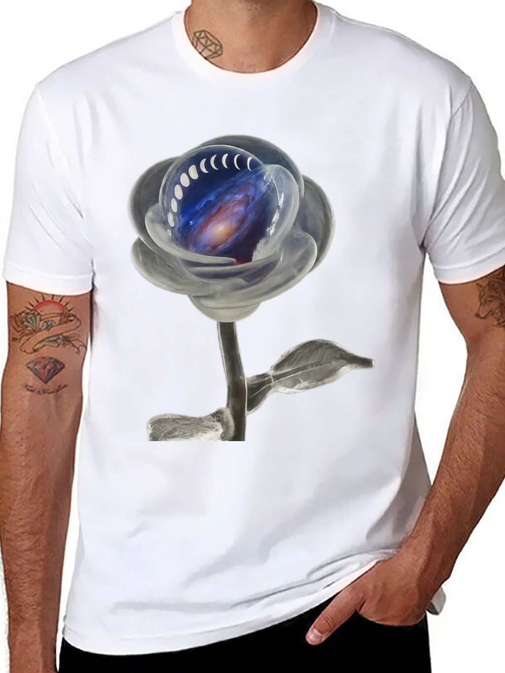 Galaxy Rose Black T-Shirt