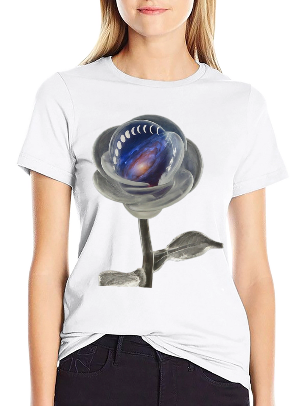 Galaxy Rose Black T-Shirt