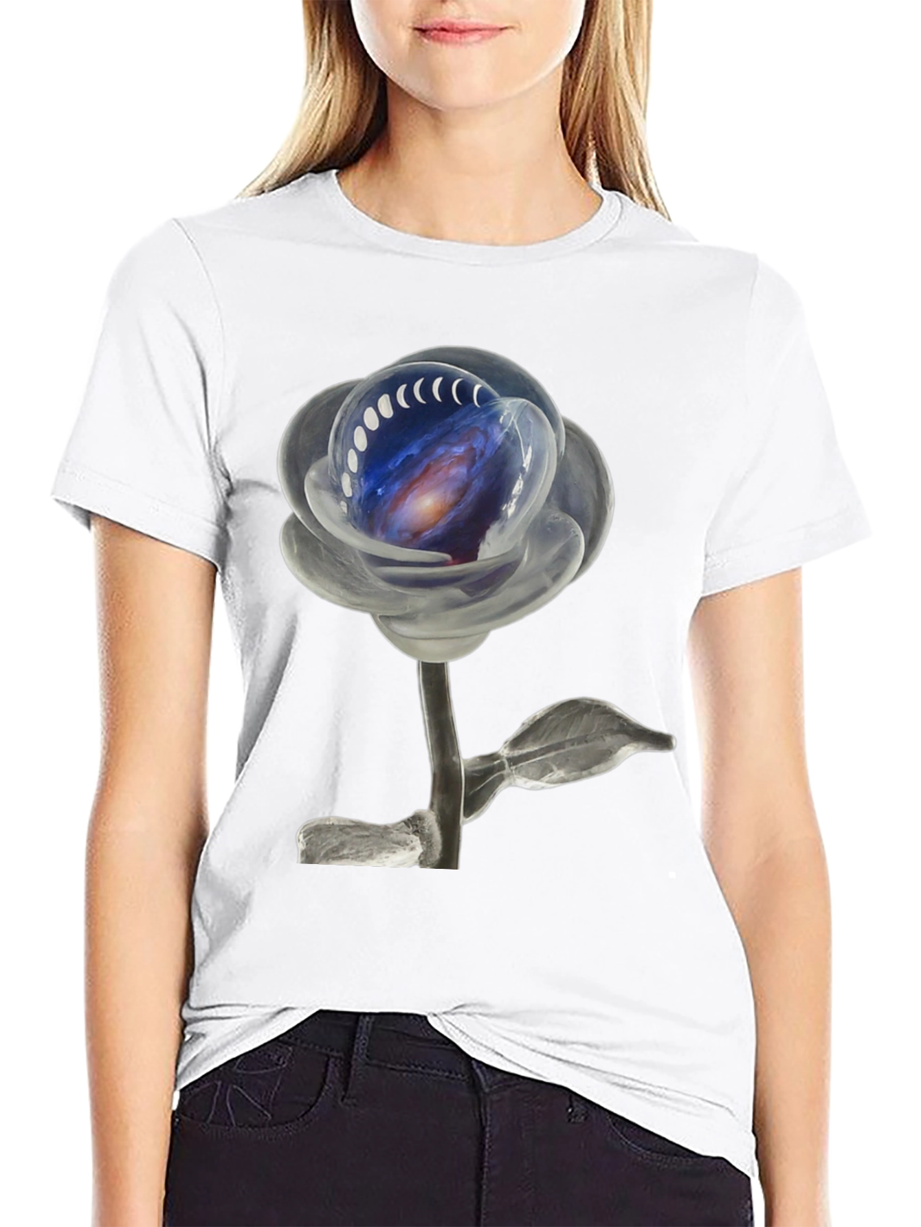 Galaxy Rose Black T-Shirt