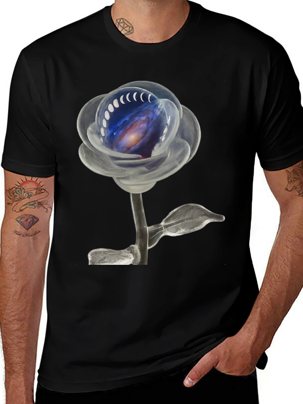 Galaxy Rose Black T-Shirt