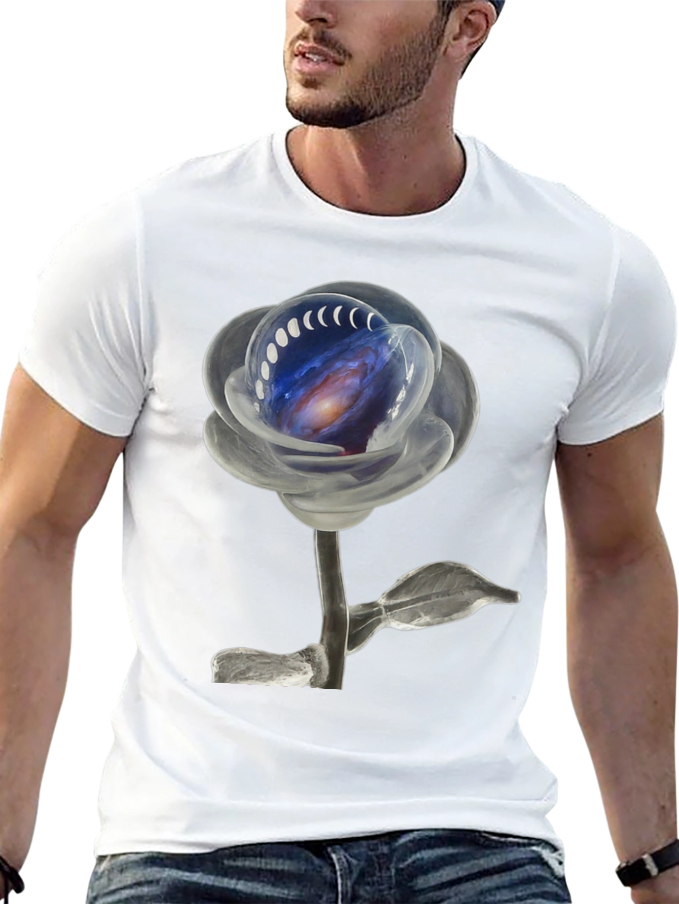 Galaxy Rose Black T-Shirt
