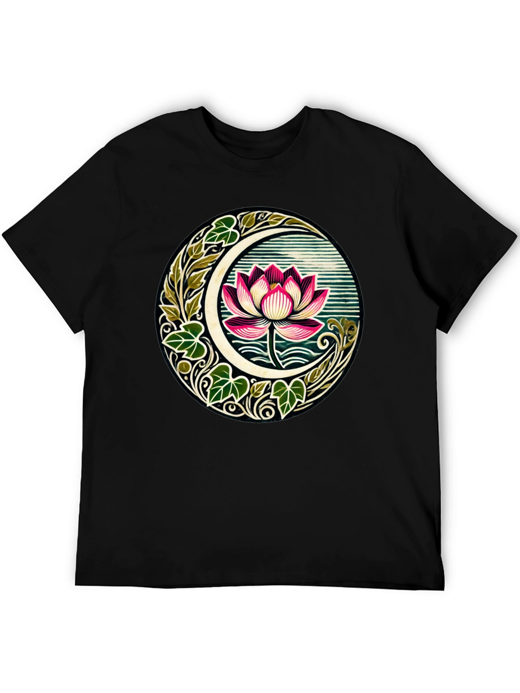 Lotus Moon Graphic T-Shirt - Botanical Style Tee