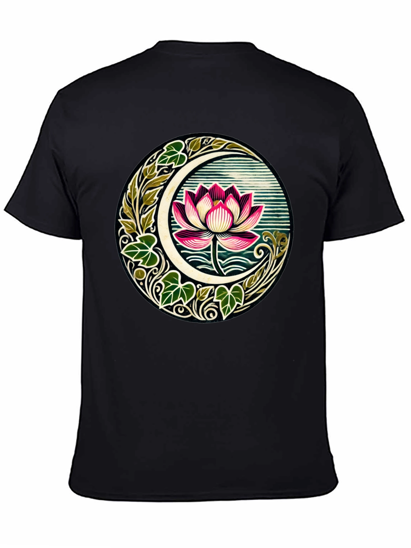 Lotus Moon Graphic T-Shirt - Botanical Style Tee