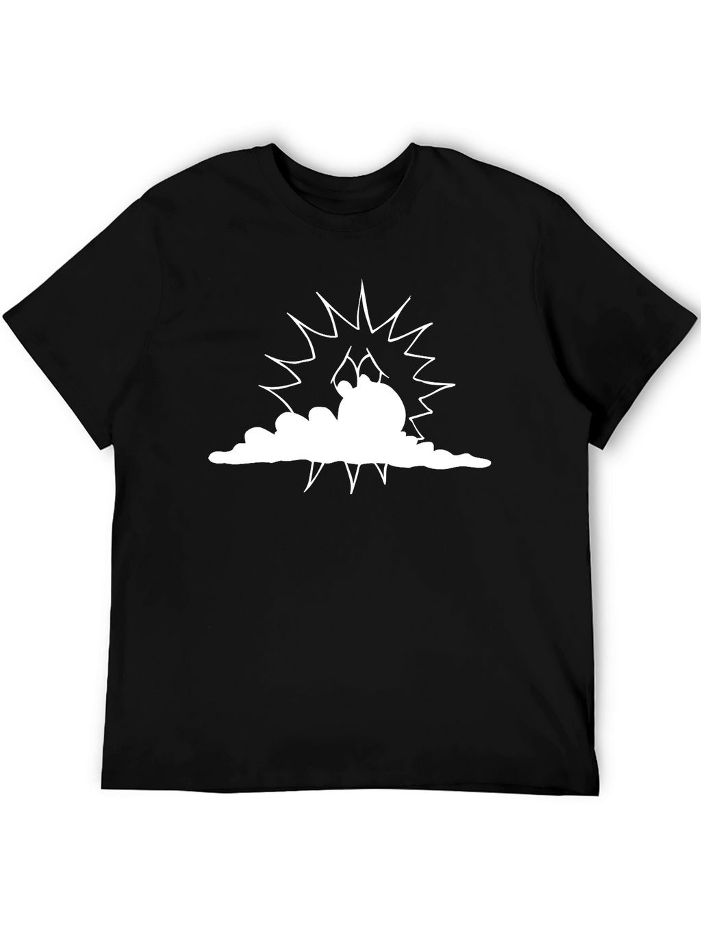 Cartoon Cloud T-Shirt - Black Cotton Tee