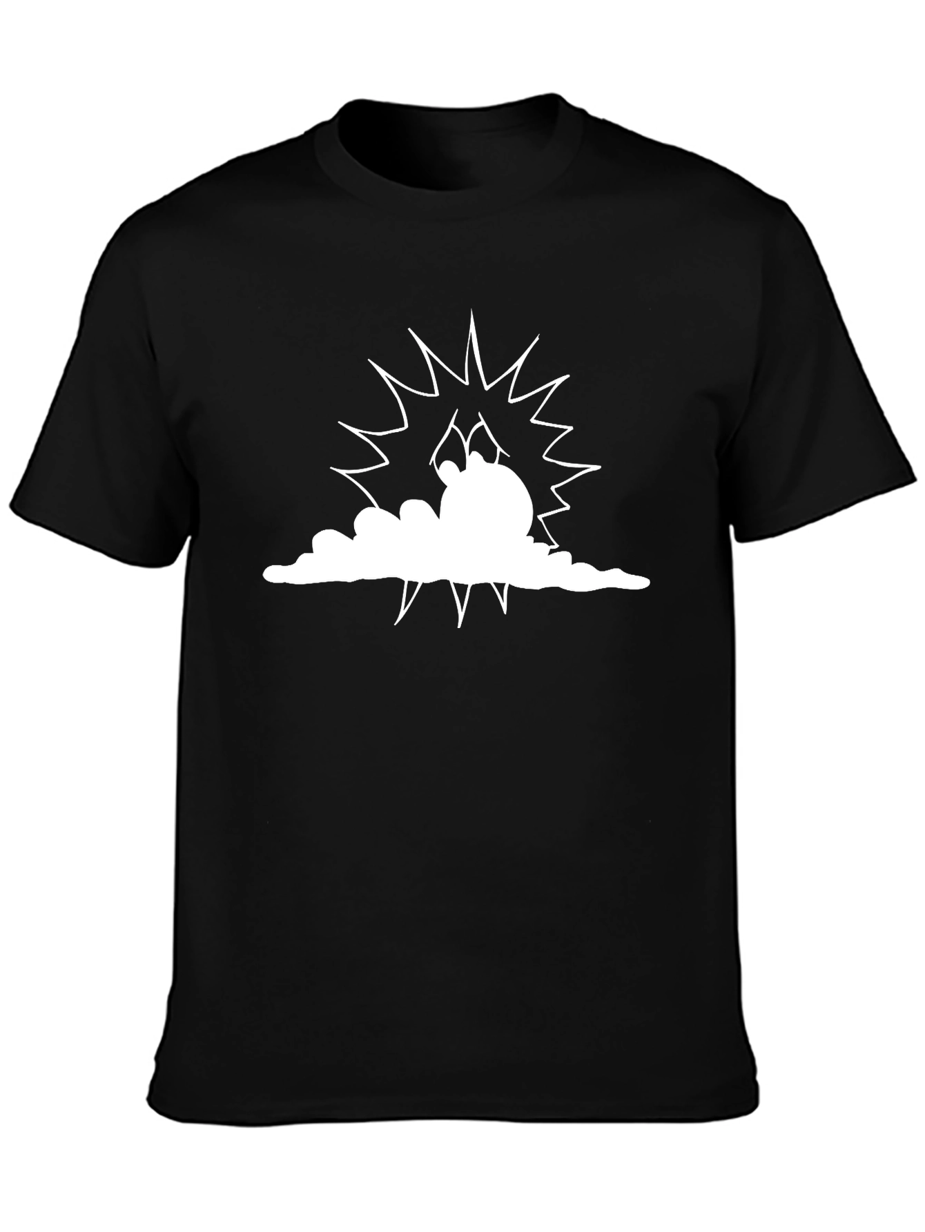 Cartoon Cloud T-Shirt - Black Cotton Tee