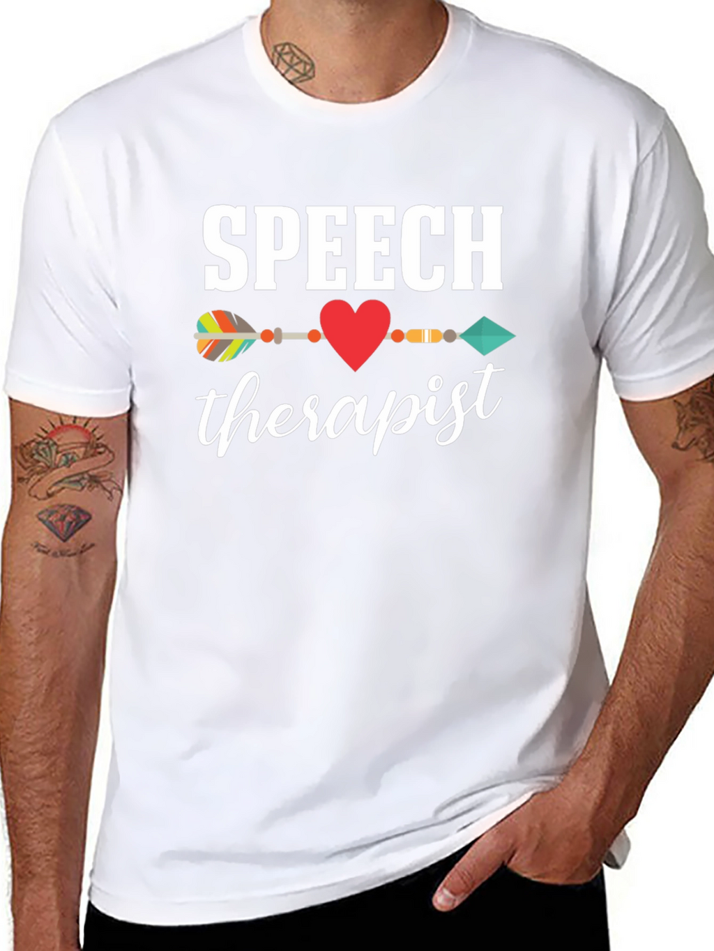 Speech Therapist T-Shirt Arrow Heart Design