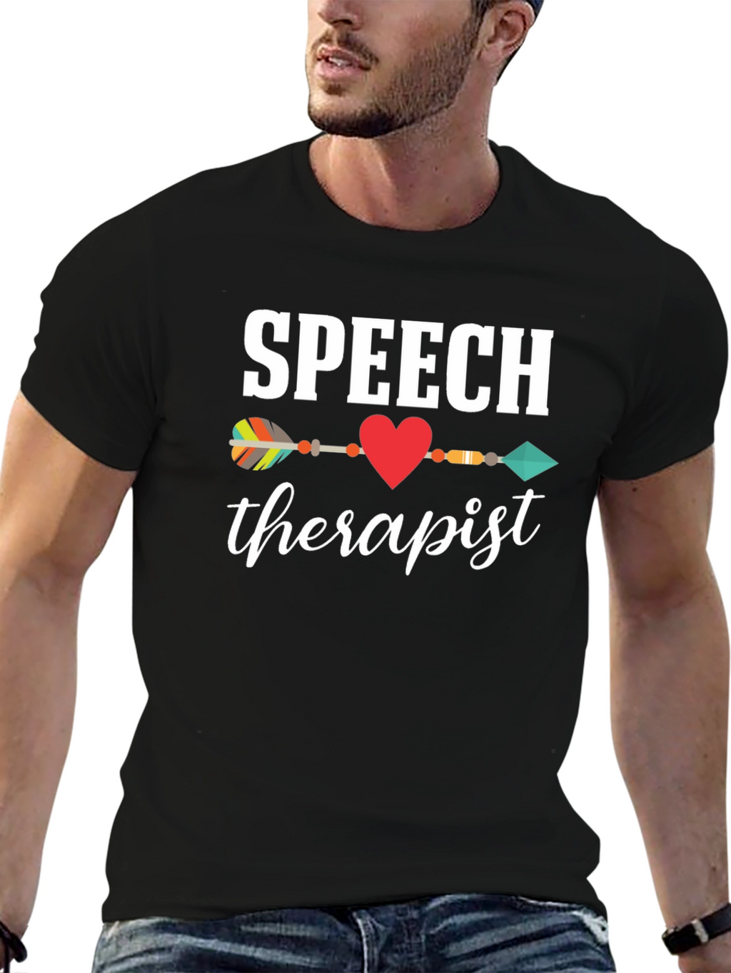 Speech Therapist T-Shirt Arrow Heart Design