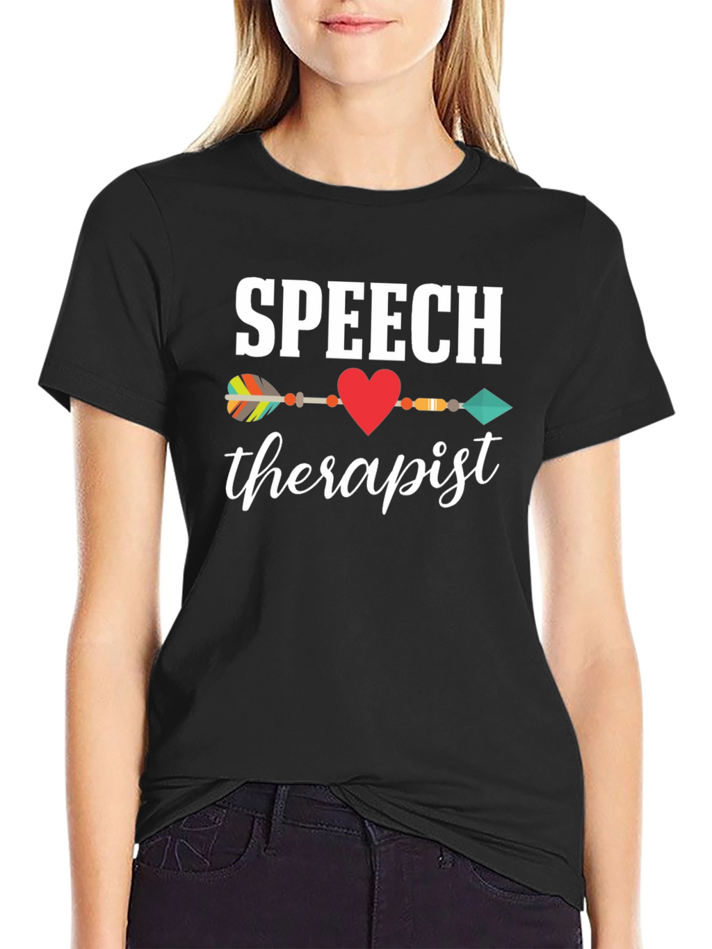 Speech Therapist T-Shirt Arrow Heart Design