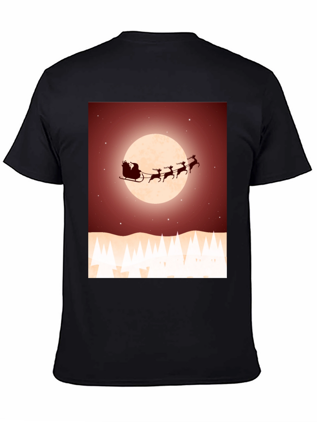 Festive Santa Sleigh Graphic Tee - Black