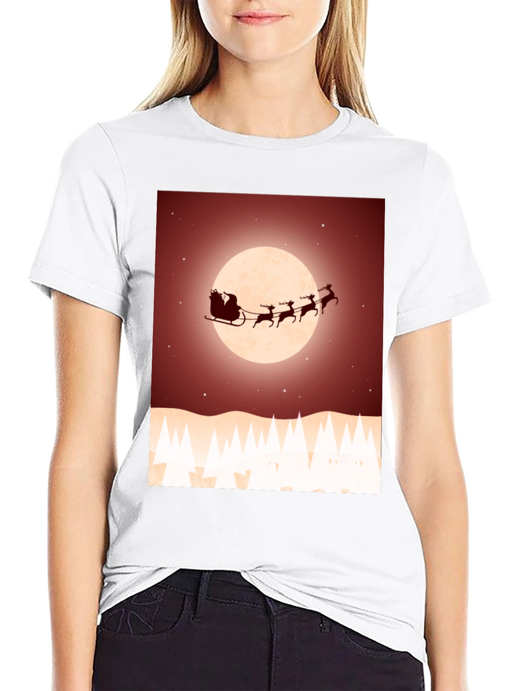 Festive Santa Sleigh Graphic Tee - Black