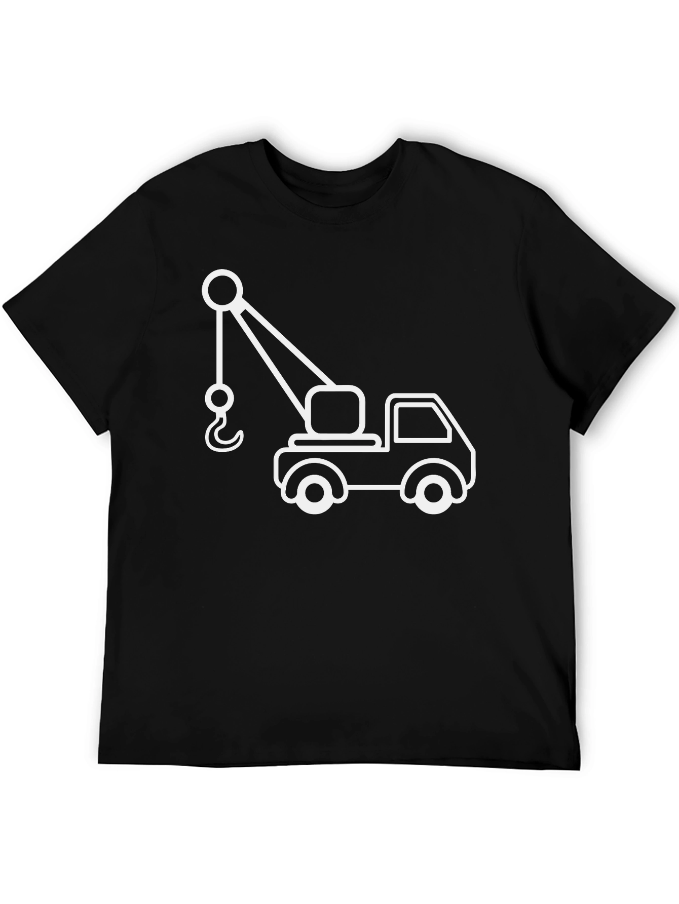 Crane Truck Graphic Tee - Black Cotton T-Shirt