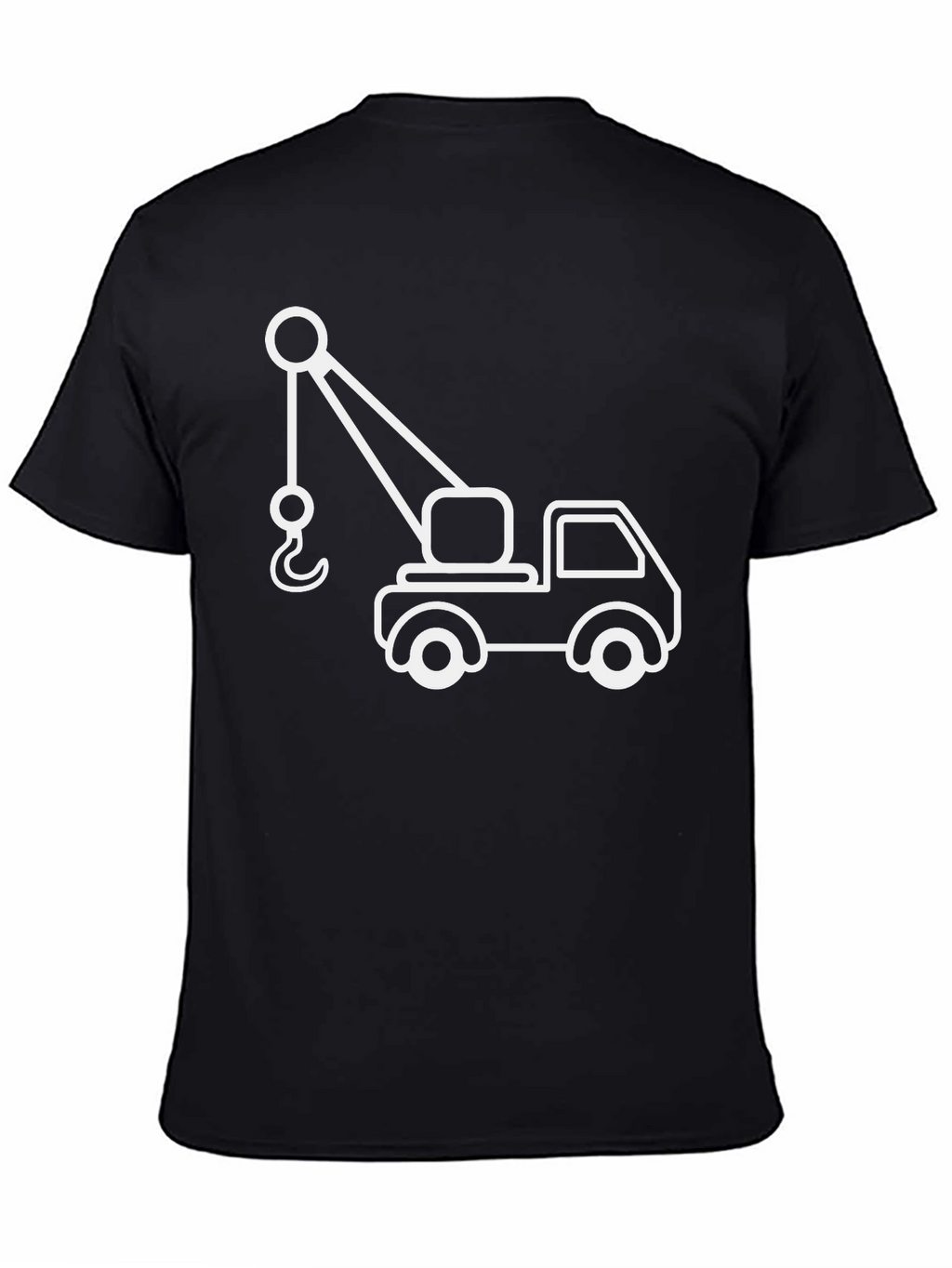 Crane Truck Graphic Tee - Black Cotton T-Shirt
