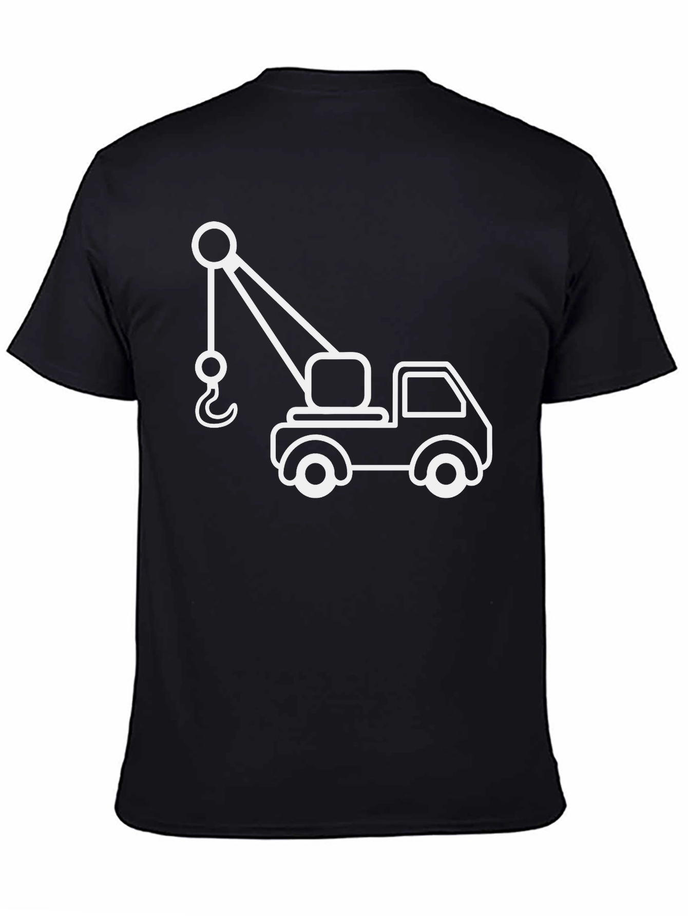 Crane Truck Graphic Tee - Black Cotton T-Shirt