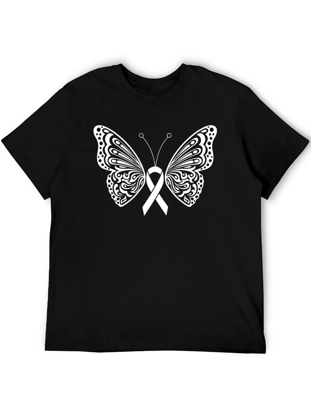 Butterfly Ribbon Graphic T-Shirt - Black