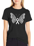 Butterfly Ribbon Graphic T-Shirt - Black