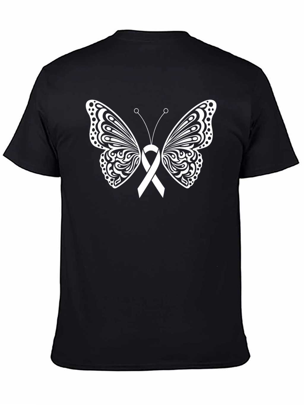 Butterfly Ribbon Graphic T-Shirt - Black