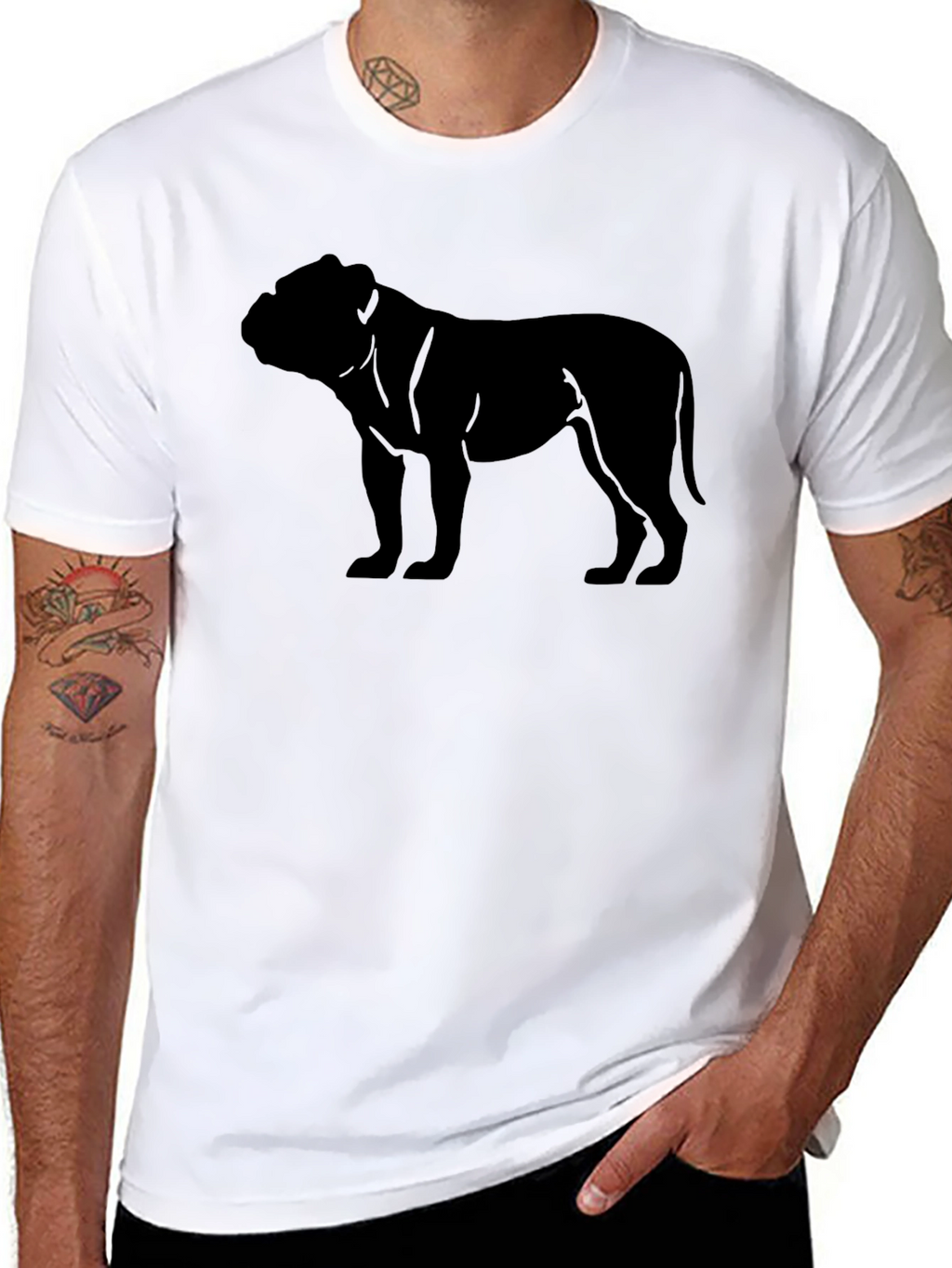 Mens Black Bulldog Graphic Tee