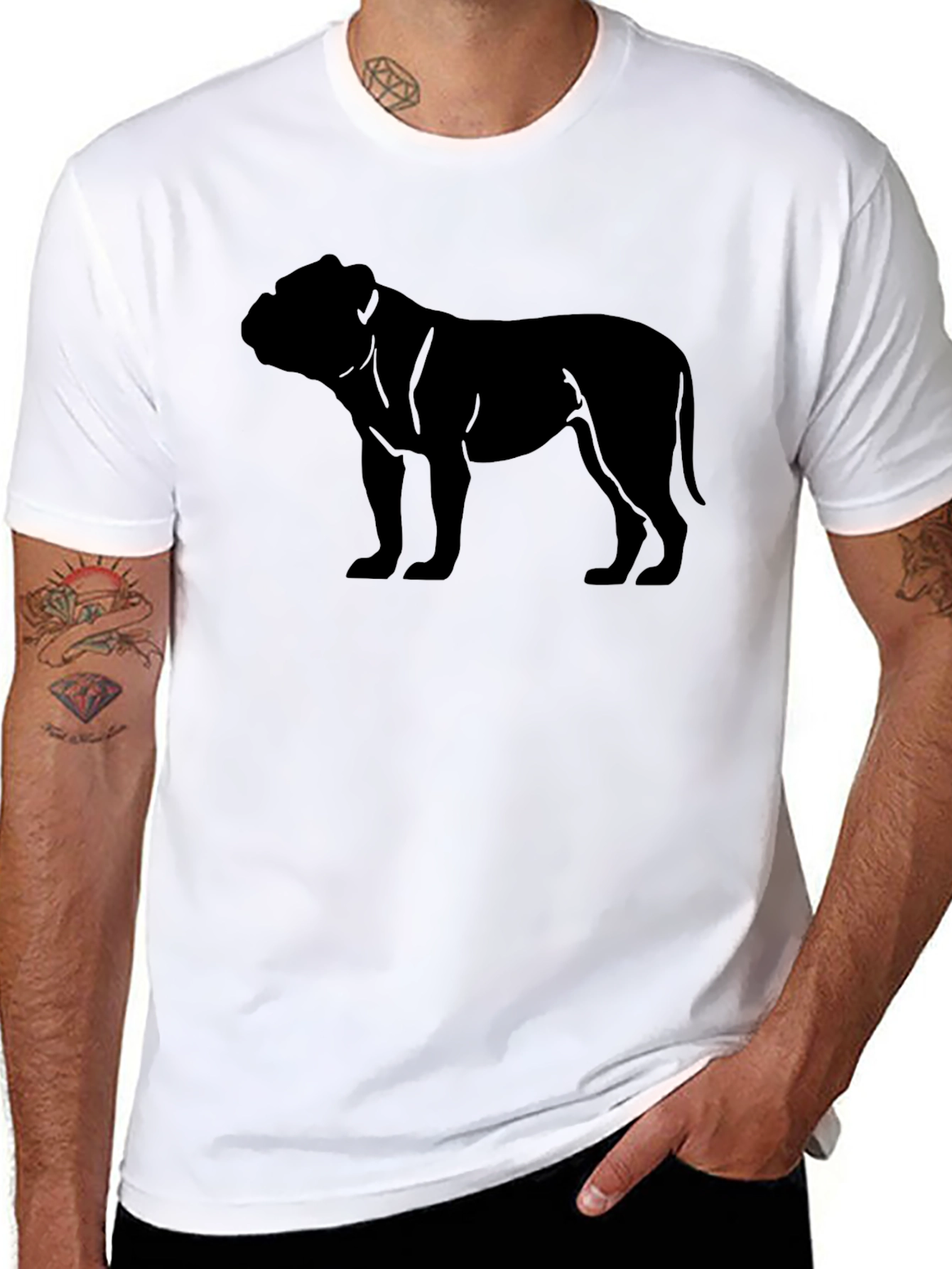 Mens Black Bulldog Graphic Tee