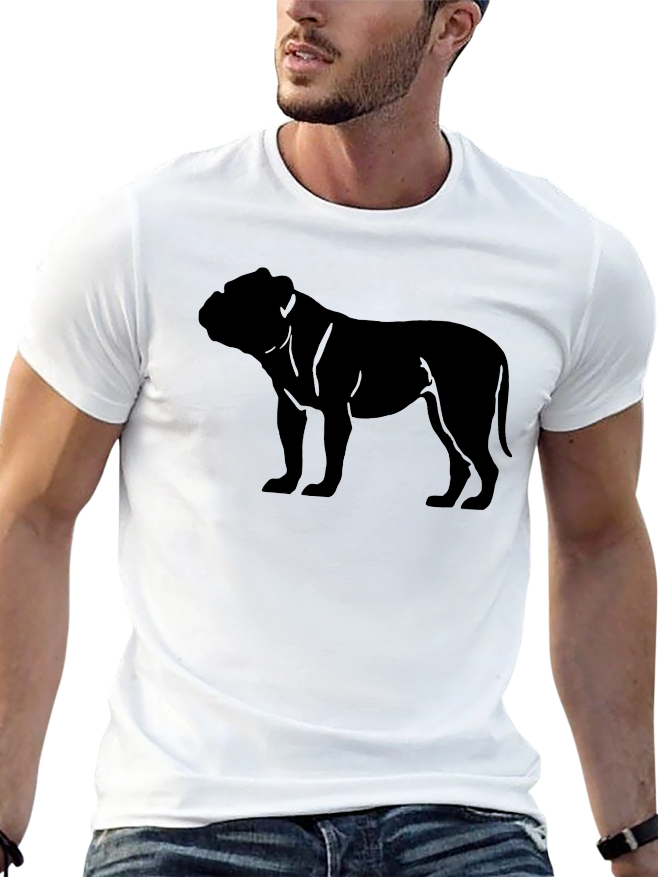 Mens Black Bulldog Graphic Tee