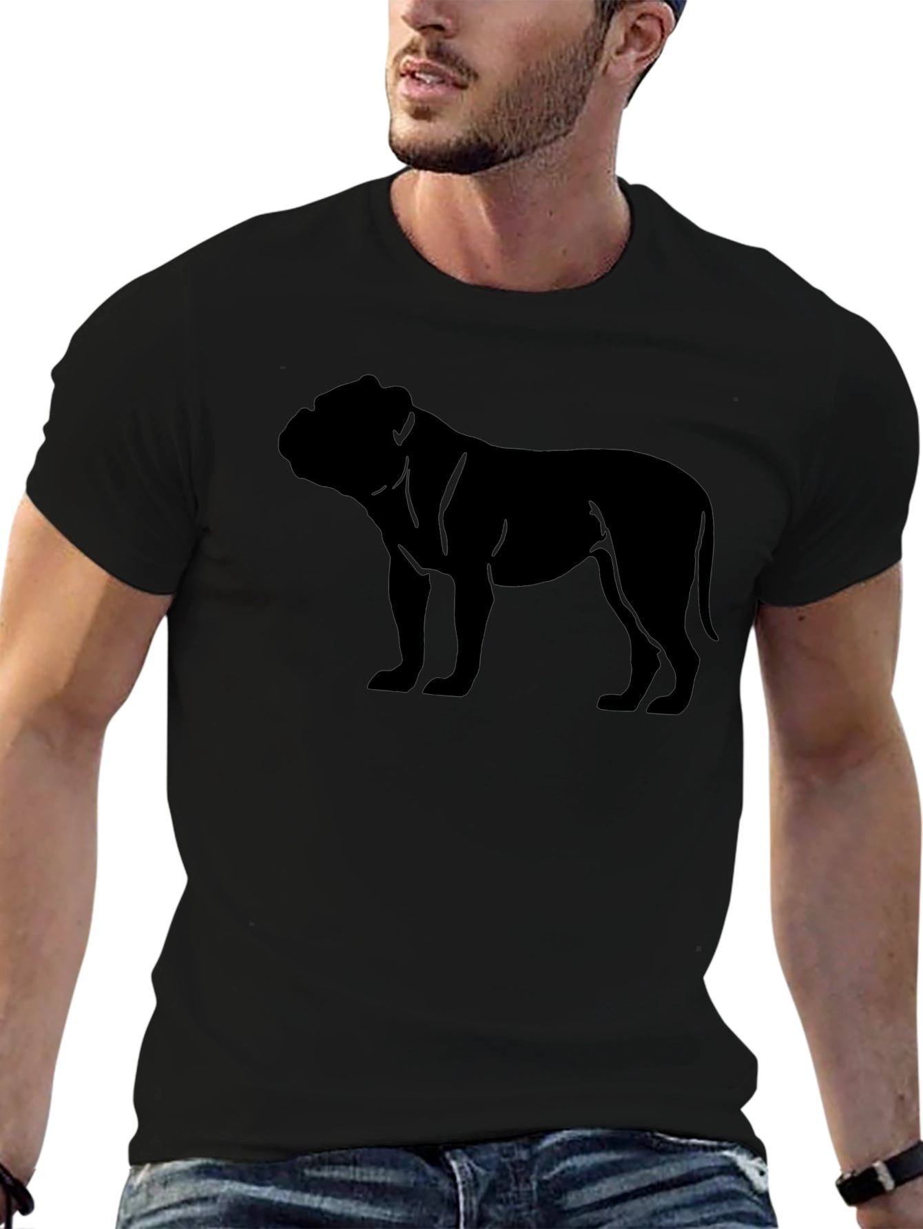 Mens Black Bulldog Graphic Tee
