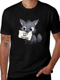 Cute but Savage Cartoon Wolf Black T-Shirt