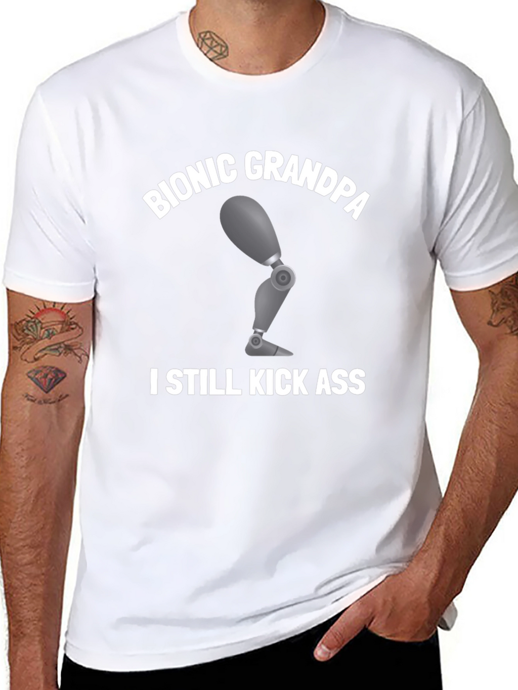 Bionic Grandpa T-Shirt: Kick Ass Humor Tee