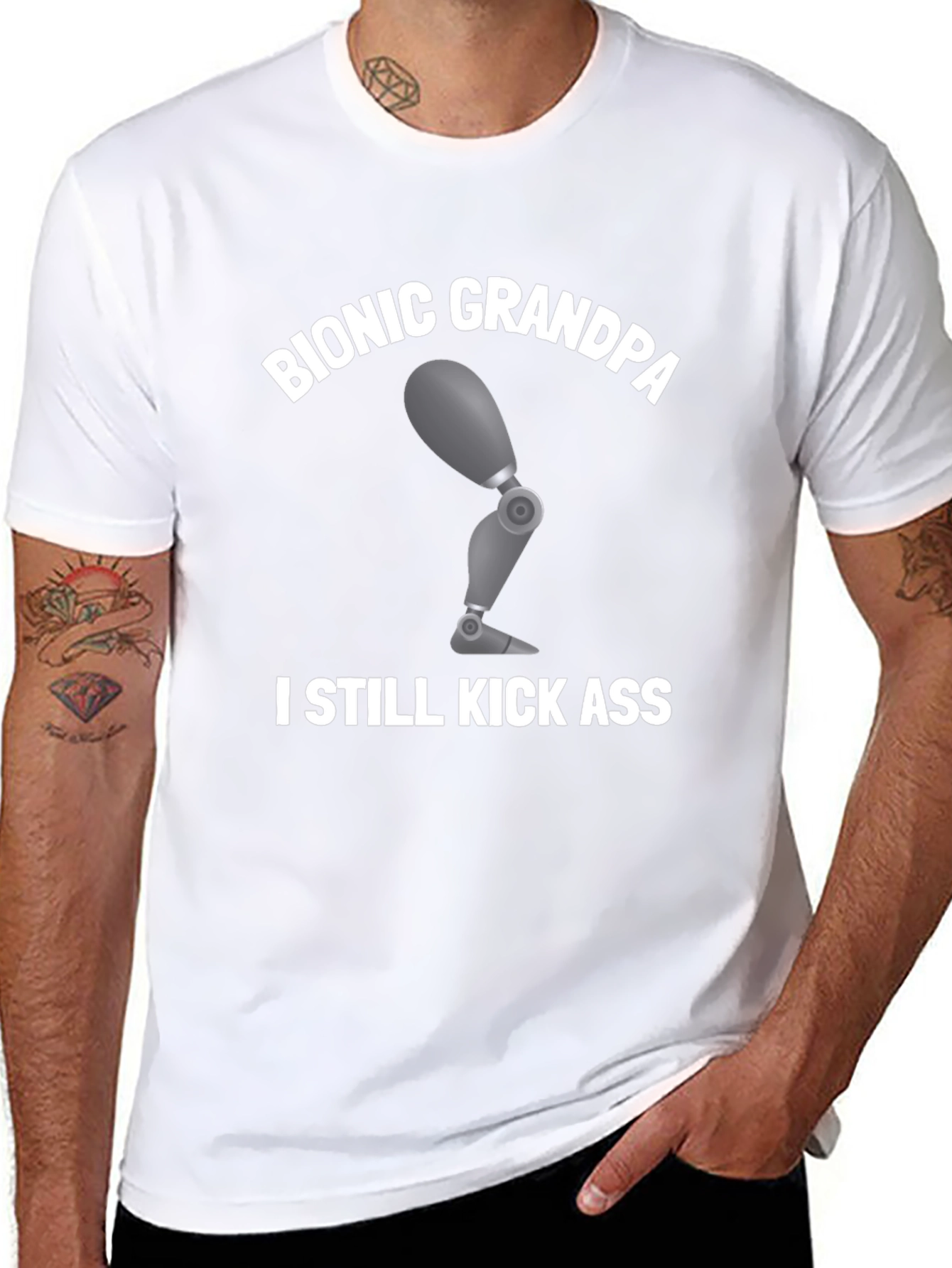 Bionic Grandpa T-Shirt: Kick Ass Humor Tee