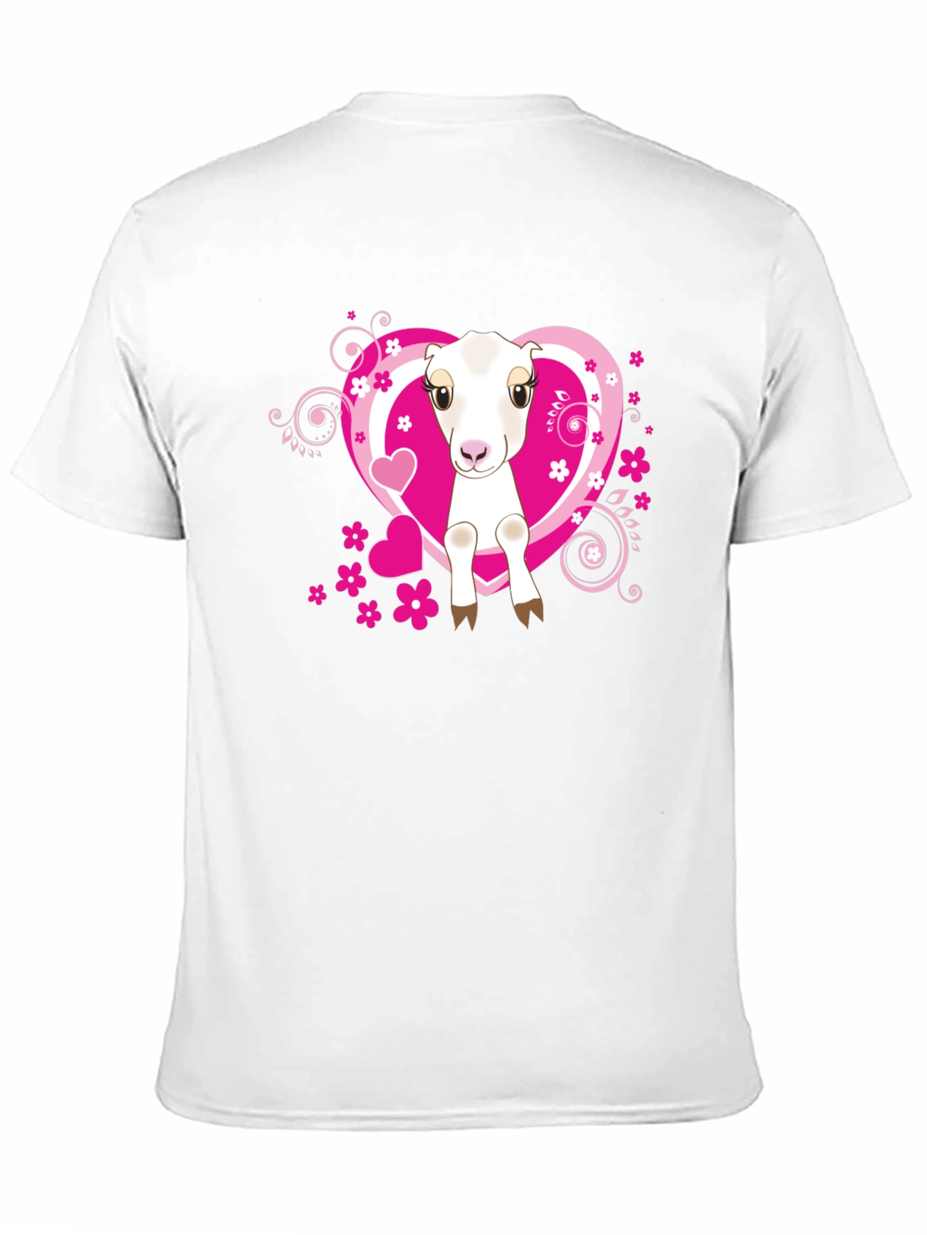 Cute Goat & Hearts Graphic Tee - Black T-Shirt