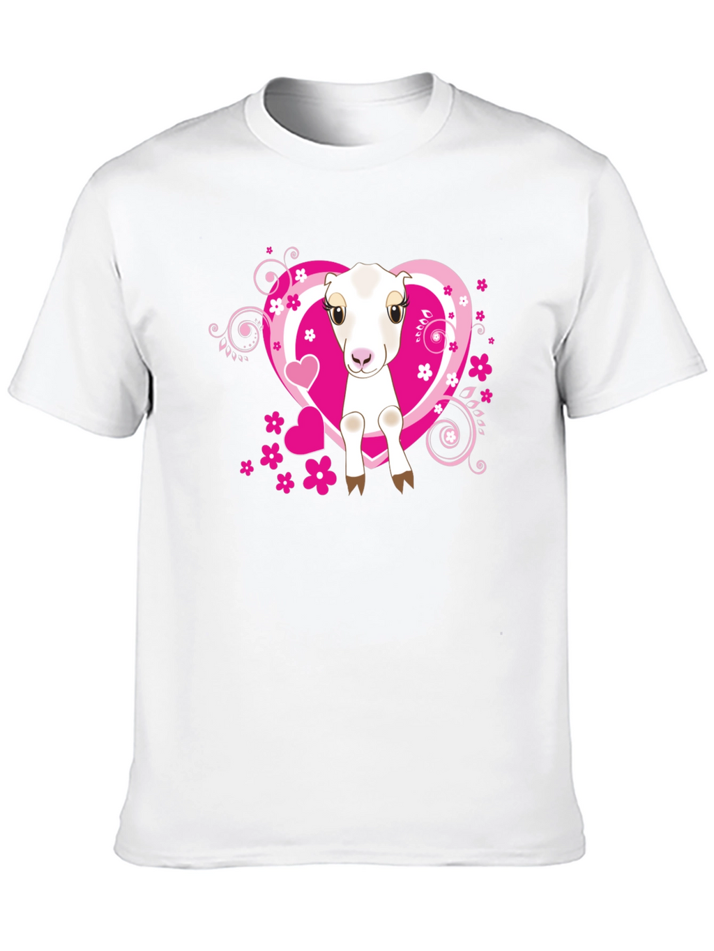 Cute Goat & Hearts Graphic Tee - Black T-Shirt