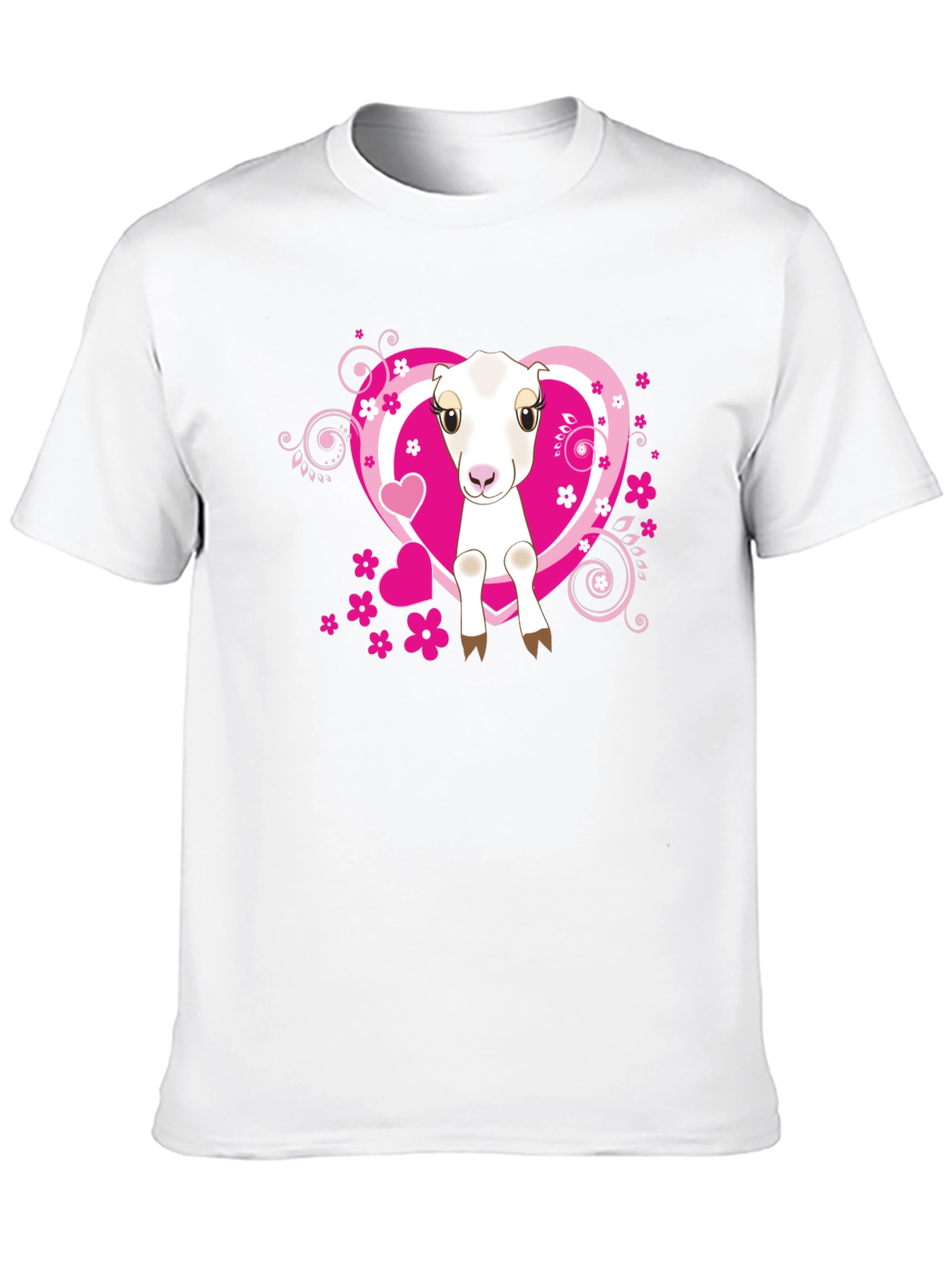 Cute Goat & Hearts Graphic Tee - Black T-Shirt