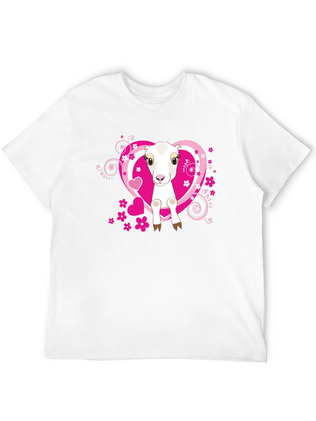 Cute Goat & Hearts Graphic Tee - Black T-Shirt