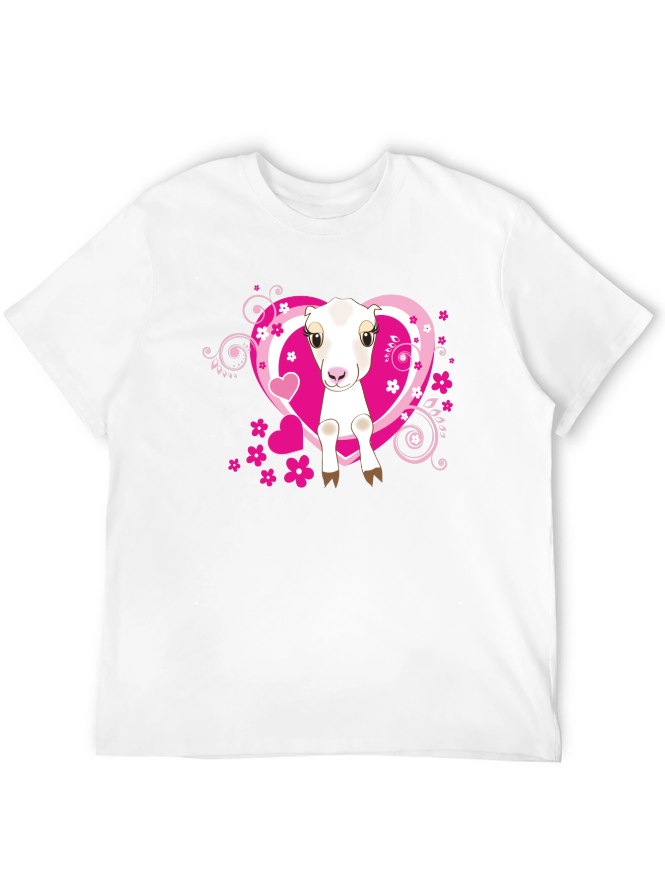 Cute Goat & Hearts Graphic Tee - Black T-Shirt