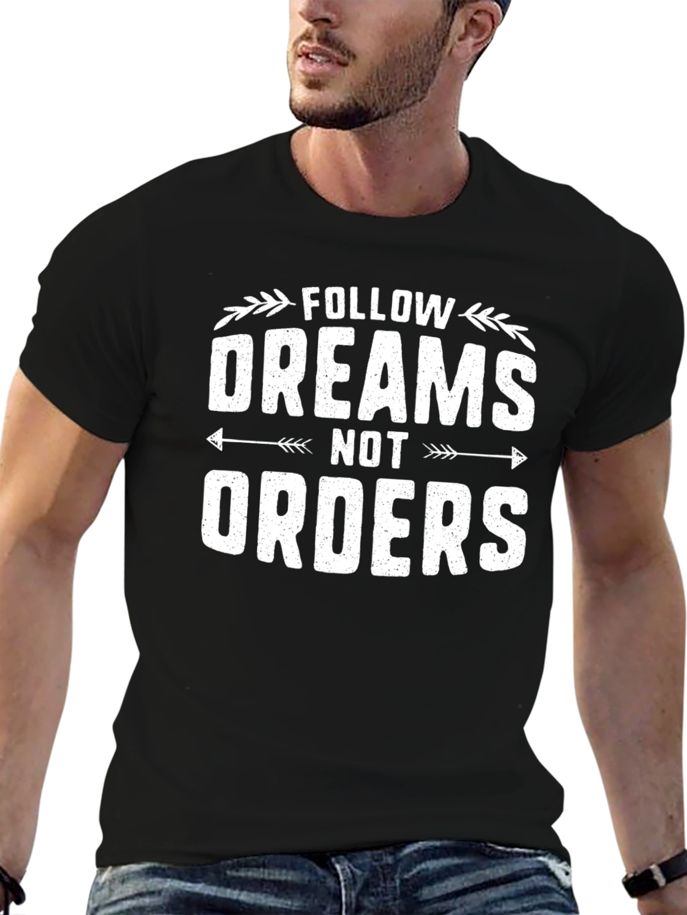 Follow Dreams Graphic Tee - Black Cotton T-Shirt