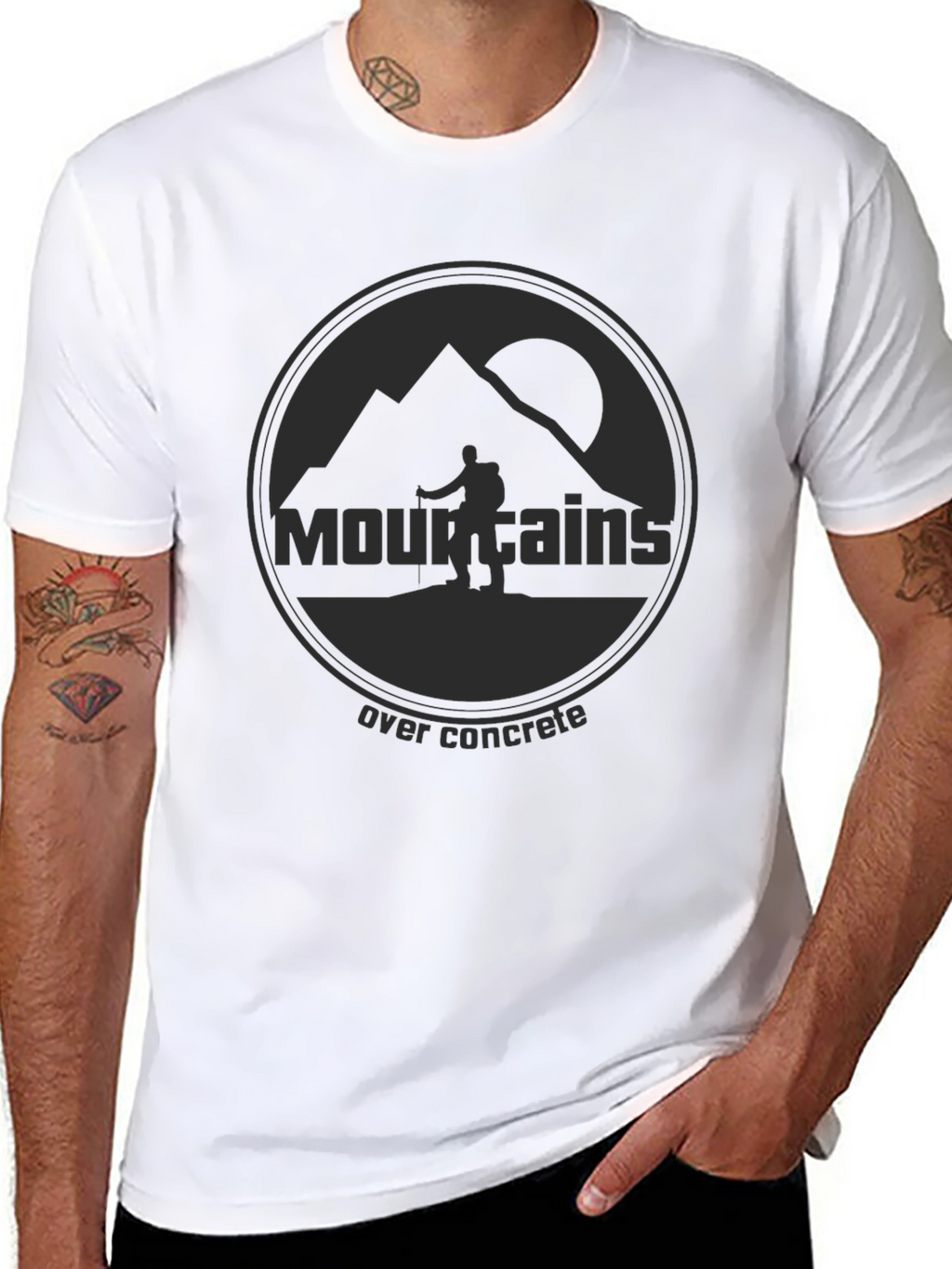 Mountains Over Concrete Graphic T-Shirt