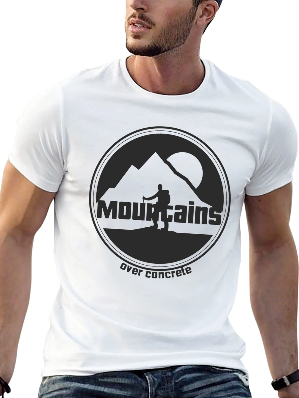Mountains Over Concrete Graphic T-Shirt