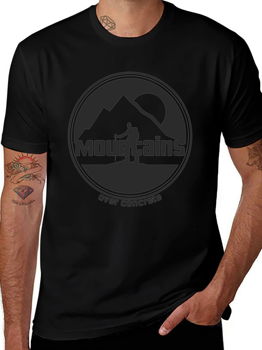 Mountains Over Concrete Graphic T-Shirt