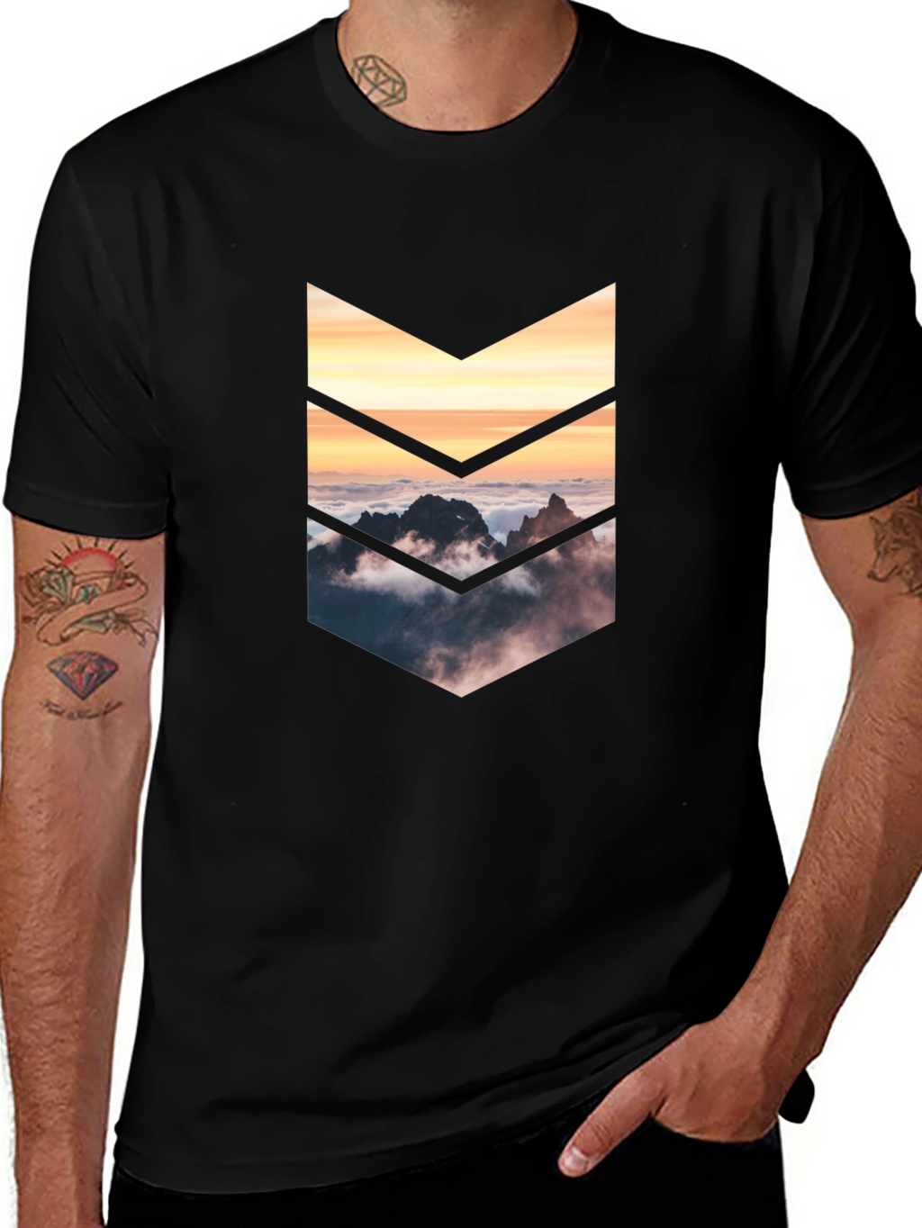 Mountains Arrow Graphic Tee - Black