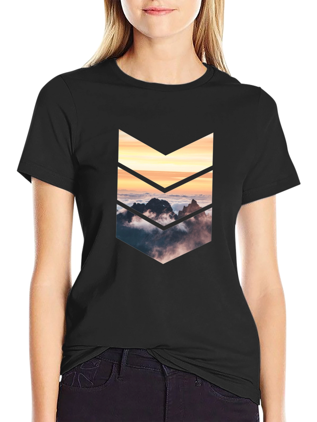 Mountains Arrow Graphic Tee - Black