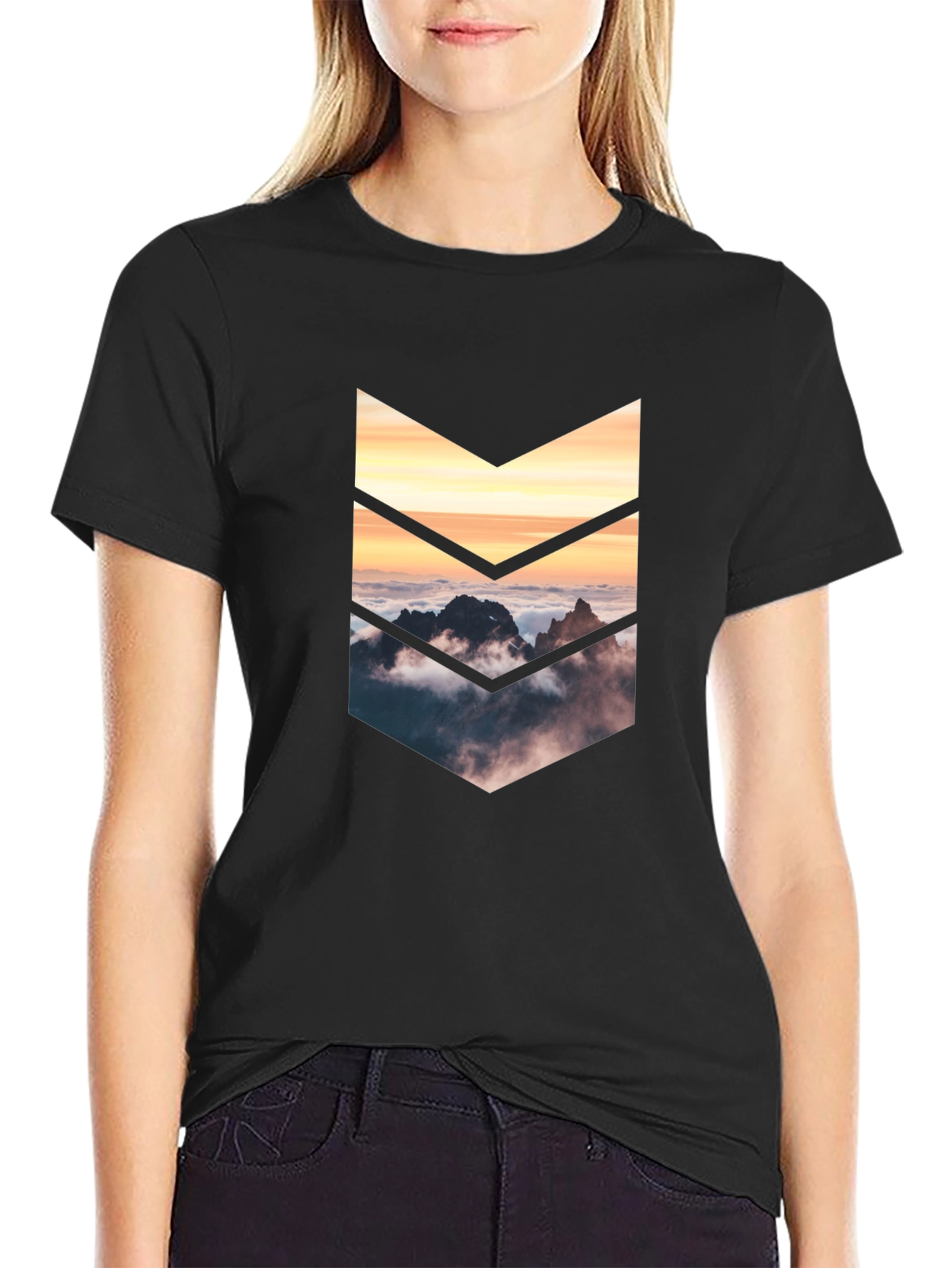 Mountains Arrow Graphic Tee - Black