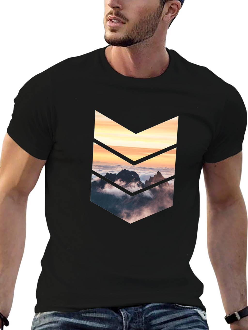 Mountains Arrow Graphic Tee - Black