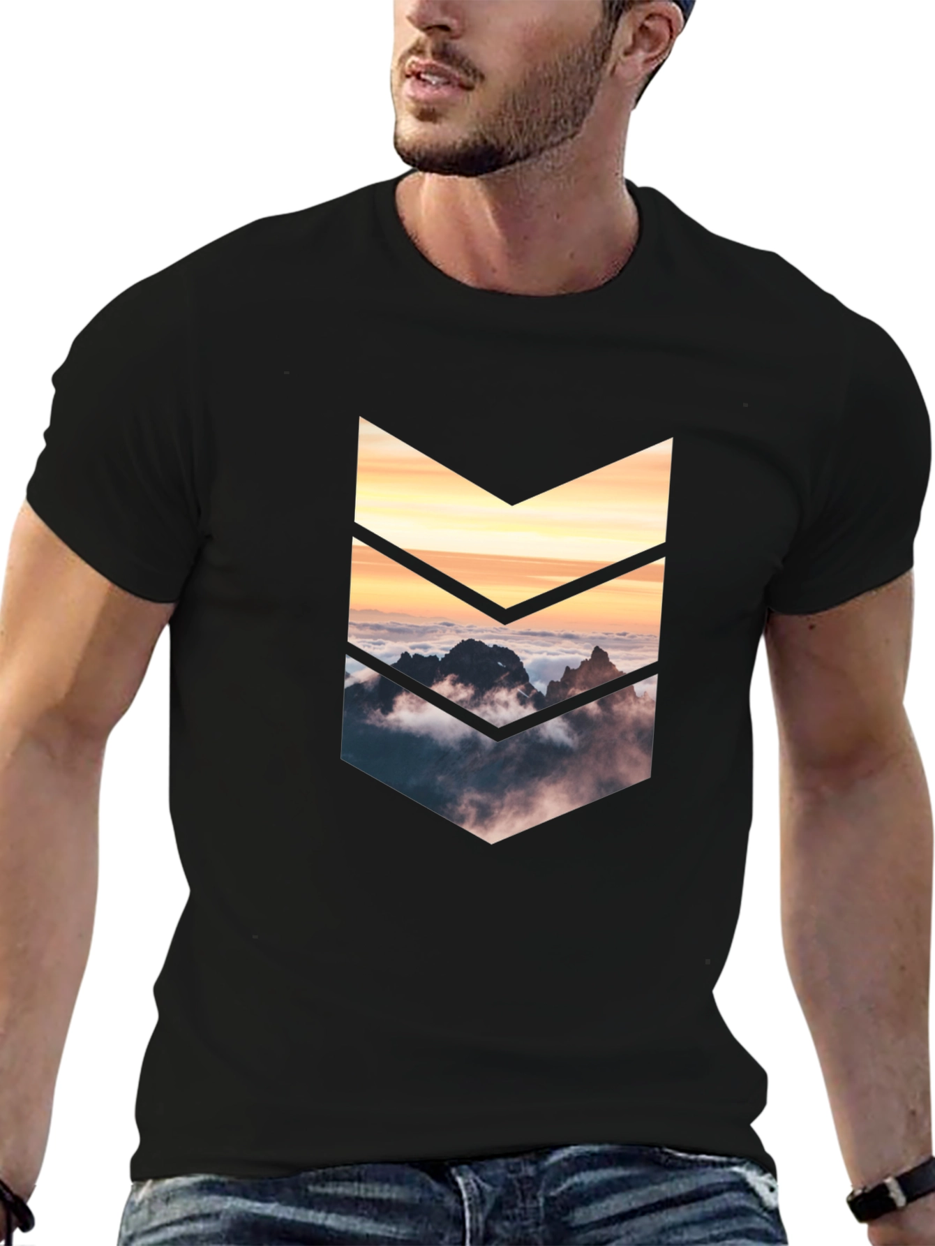 Mountains Arrow Graphic Tee - Black