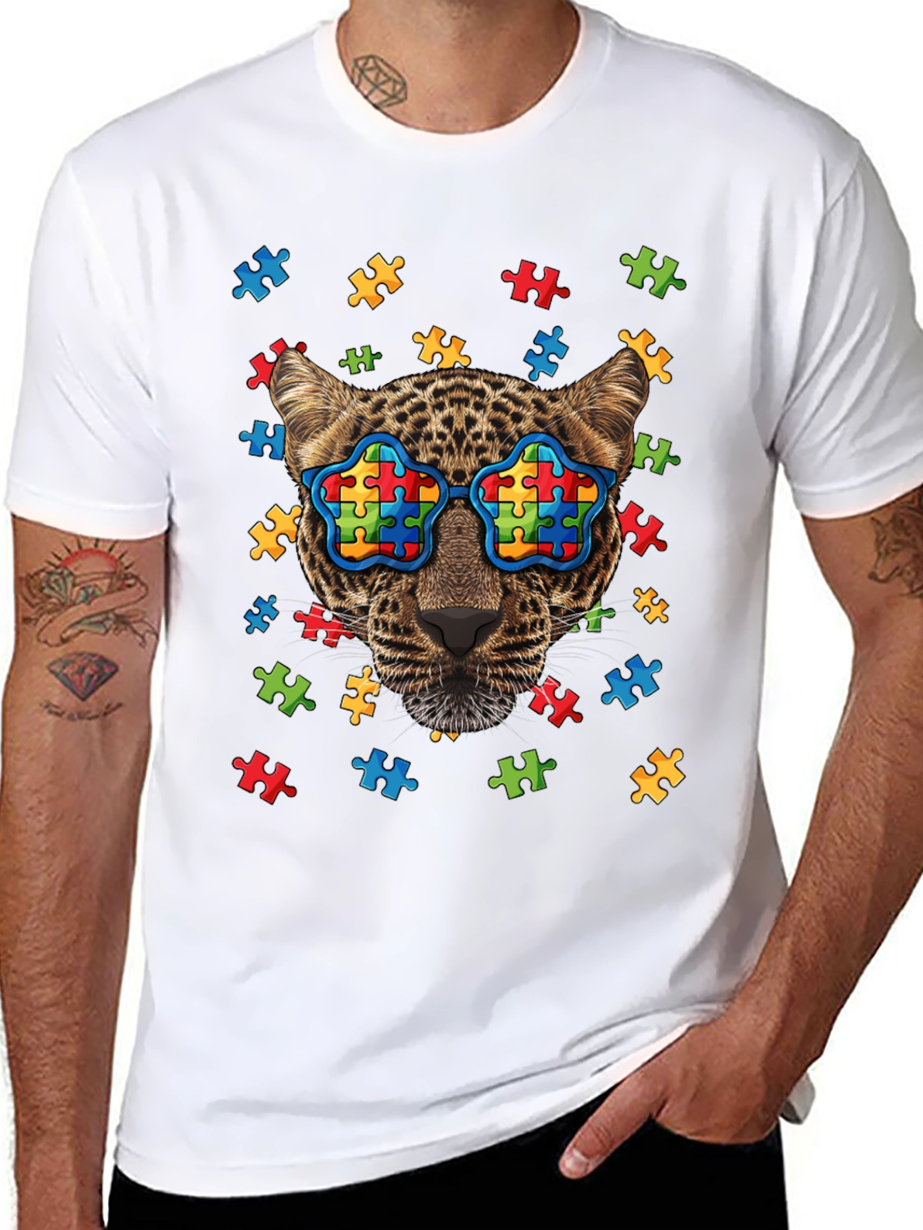 Autism Awareness Leopard Graphic Tee