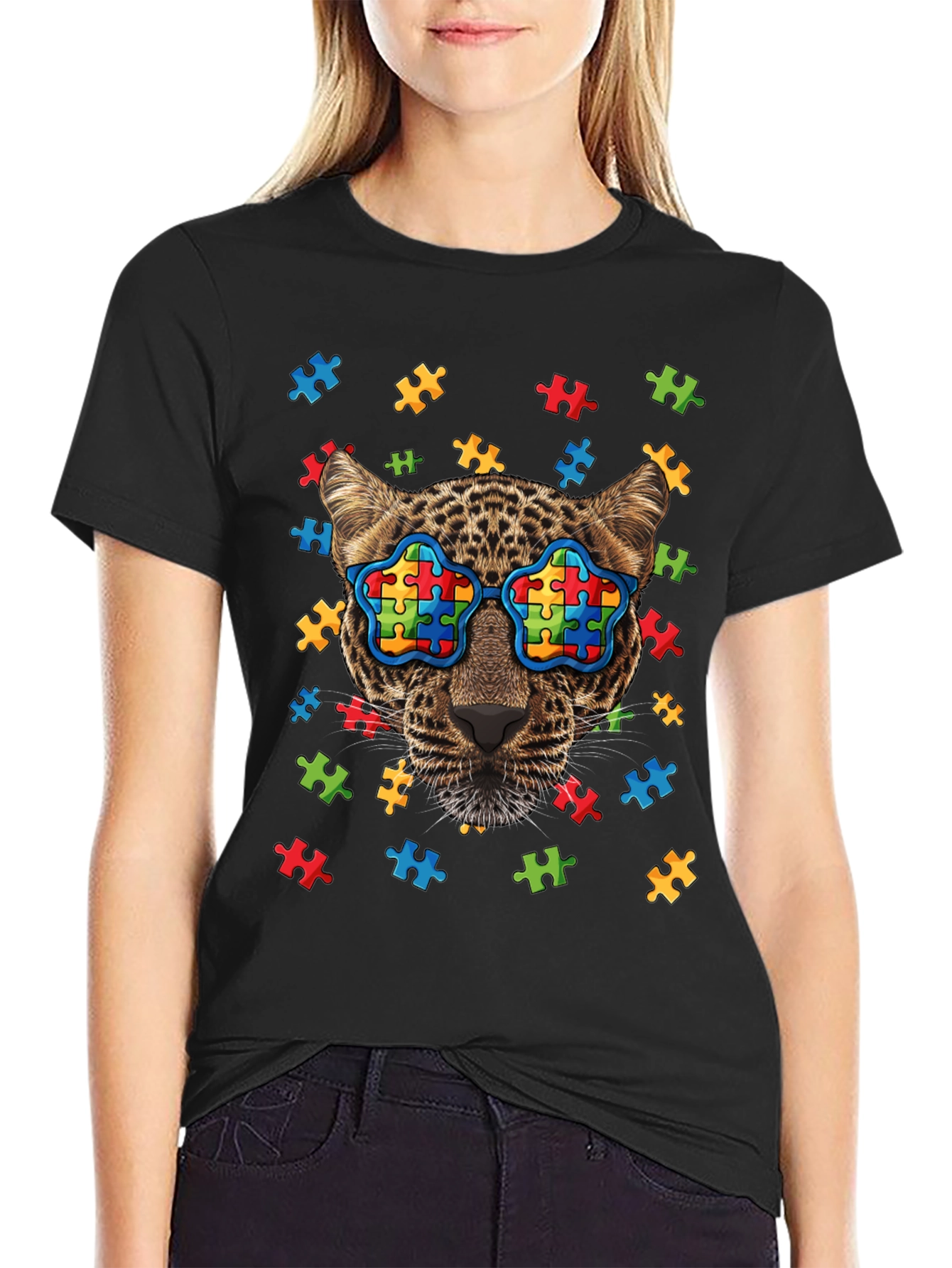 Autism Awareness Leopard Graphic Tee
