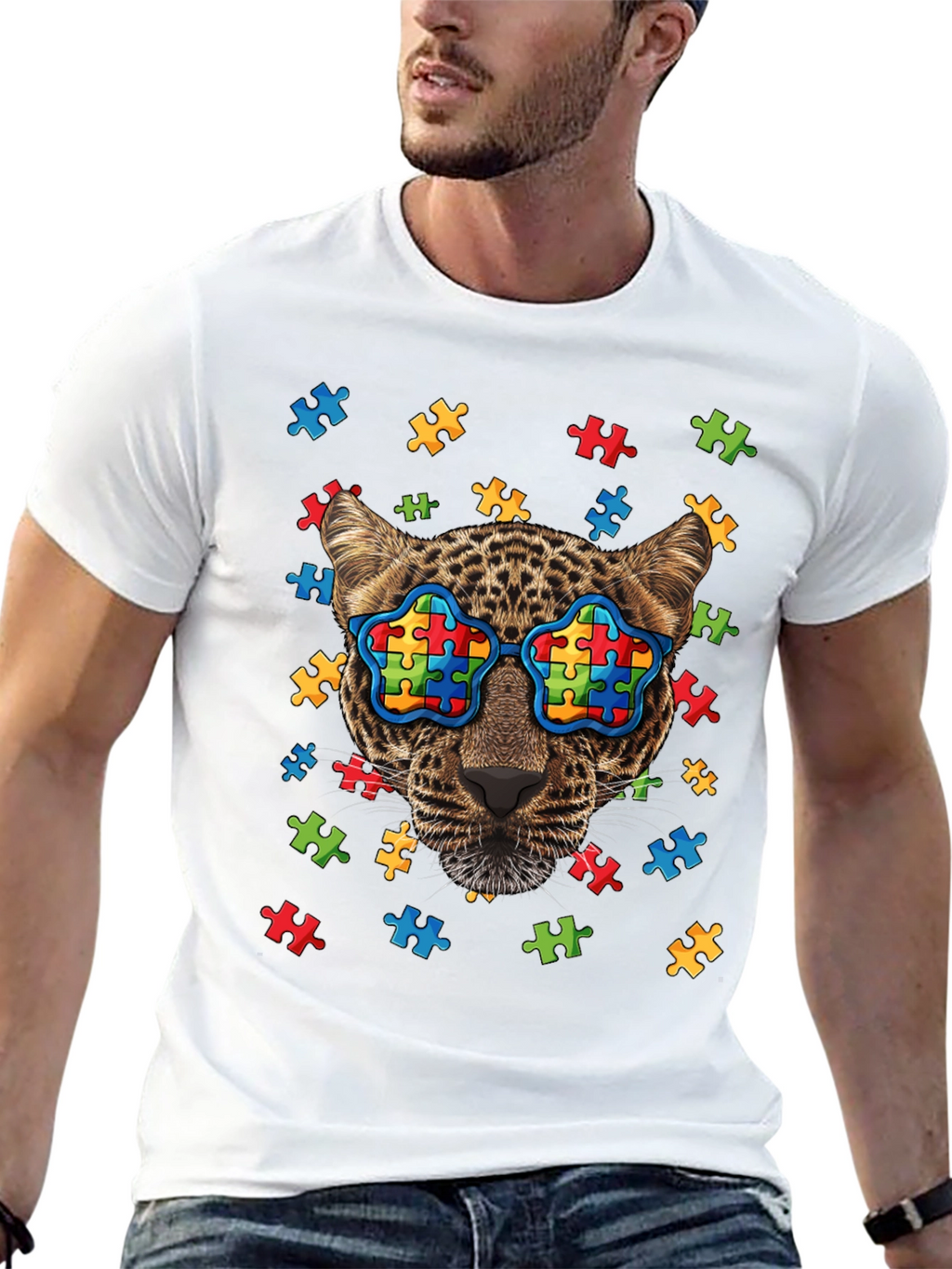Autism Awareness Leopard Graphic Tee