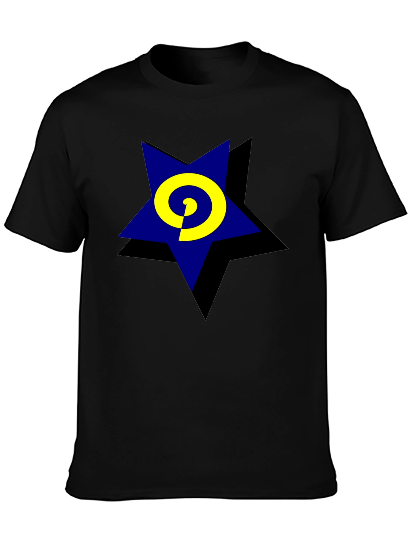 Blue Star Swirl Graphic Black T-Shirt