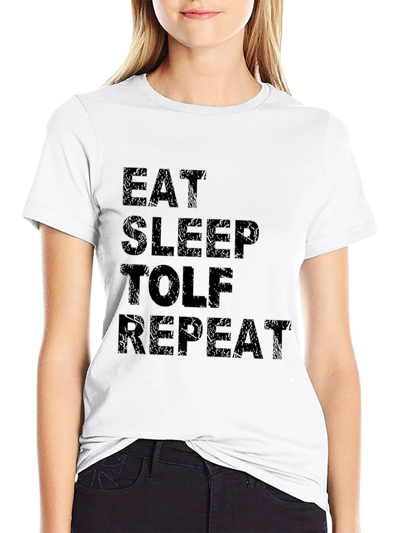 Eat Sleep TOLF Repeat Black Graphic Tee