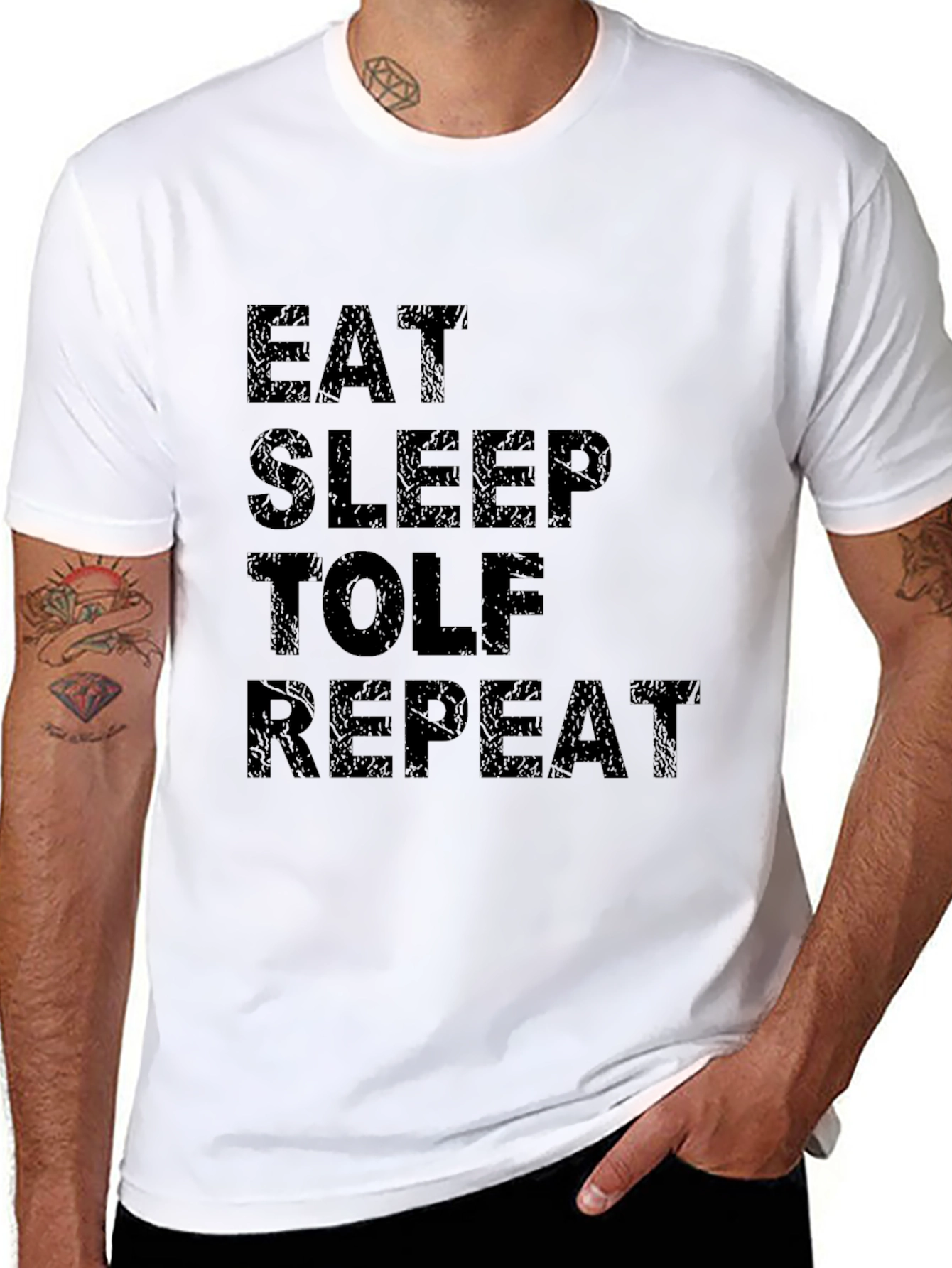 Eat Sleep TOLF Repeat Black Graphic Tee