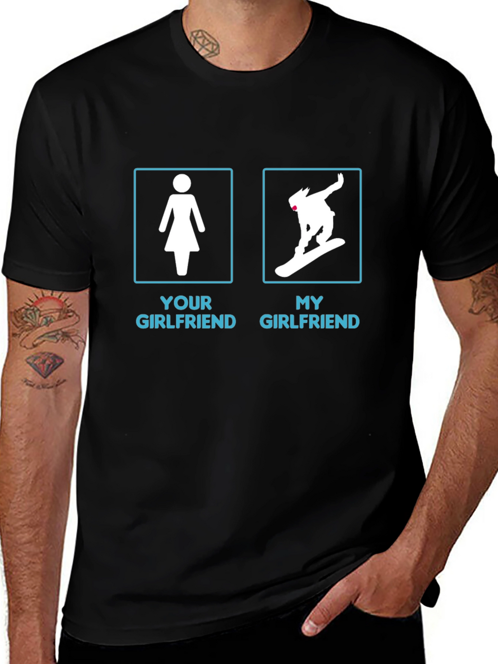Funny My Girlfriend Snowboarding Graphic Tee